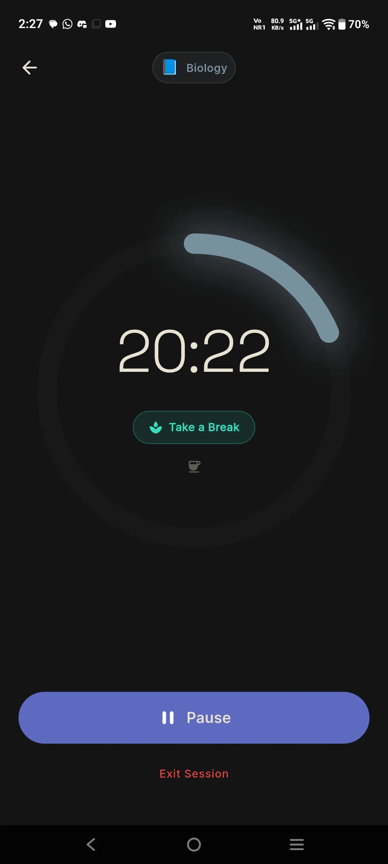 StudyTrackr pomodoro timer